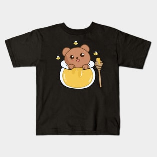 Kawaii Cute Bear Loves Honey, Kids T-Shirt